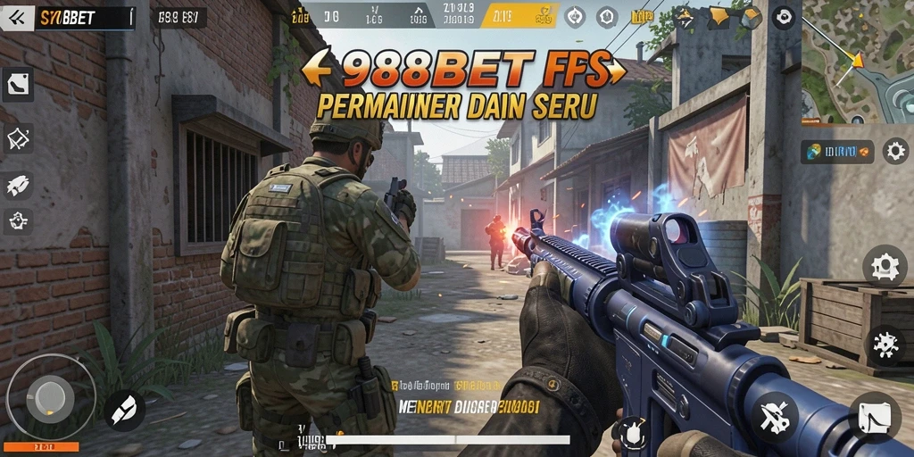 Tangkapan layar gameplay 988BET menunjukkan aksi tembak-menembak yang intens.
