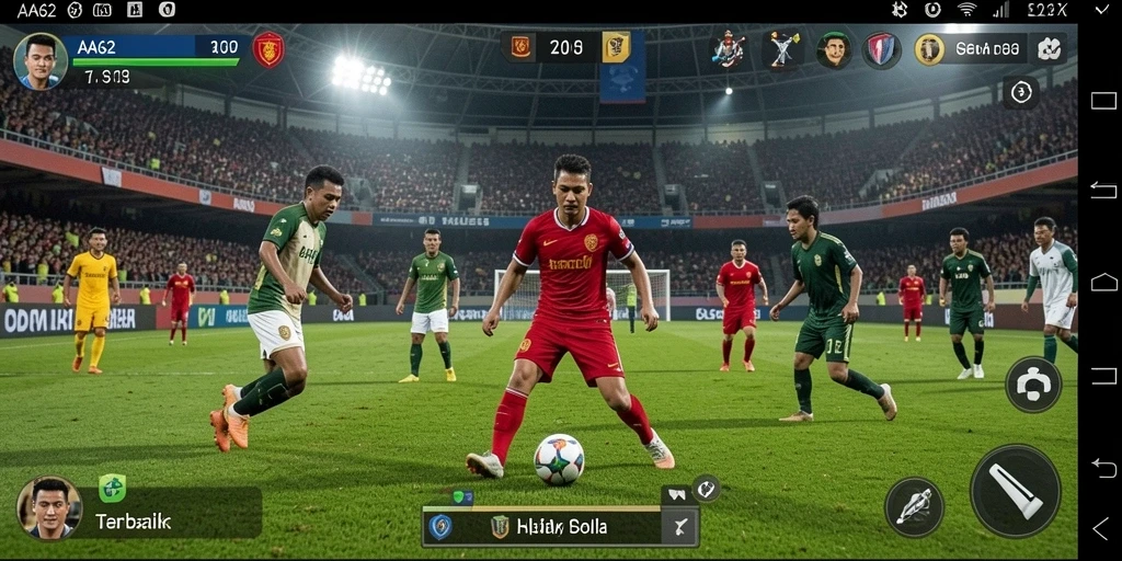 Screenshot gameplay <strong>AA62</strong> menampilkan aksi menegangkan di lapangan sepak bola.