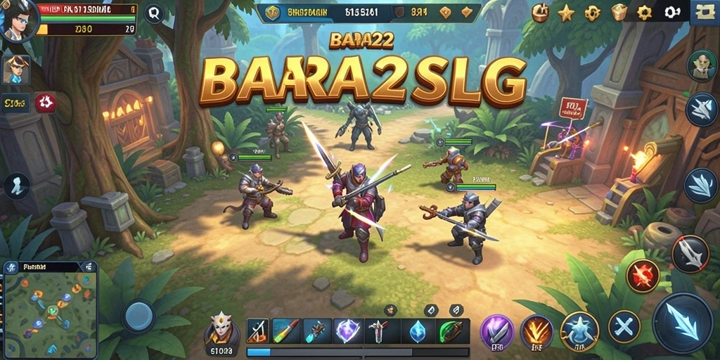 Screenshot utama BARA22 menampilkan aksi pertempuran yang intens dalam game SLG.