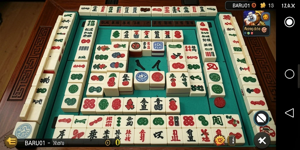 Tampilan gameplay menarik dari BARU01 yang menunjukkan keseruan bermain Mahjong.