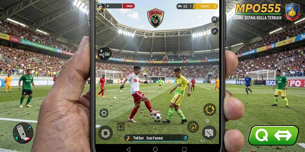 Screenshot MPO555 menampilkan pengalaman gameplay sepak bola yang seru dan mendebarkan.