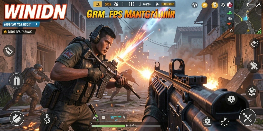 Screenshot menampilkan aksi seru dalam gameplay FPS WINIDN.